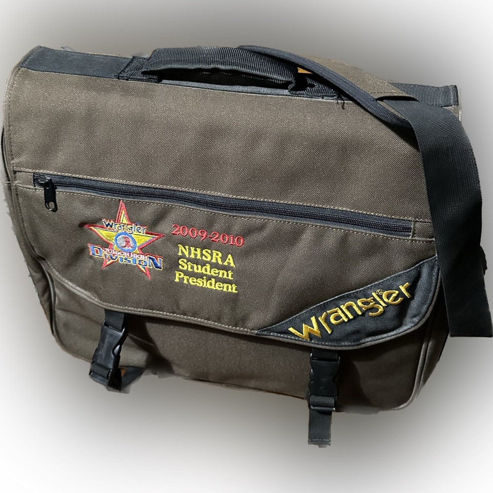 RARE WRANGLER NHRA NATIONAL HIGH SCHOOL RODEO ASSOC MESSENGER CANVAS LAPTOP BAG